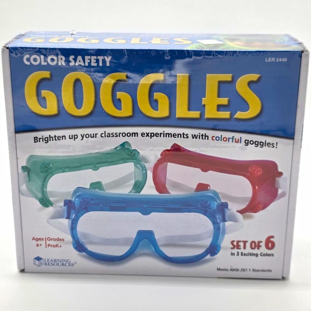 Learning Resources Color Safety Goggles Set of 6 Clear Lens Universal LER 2449